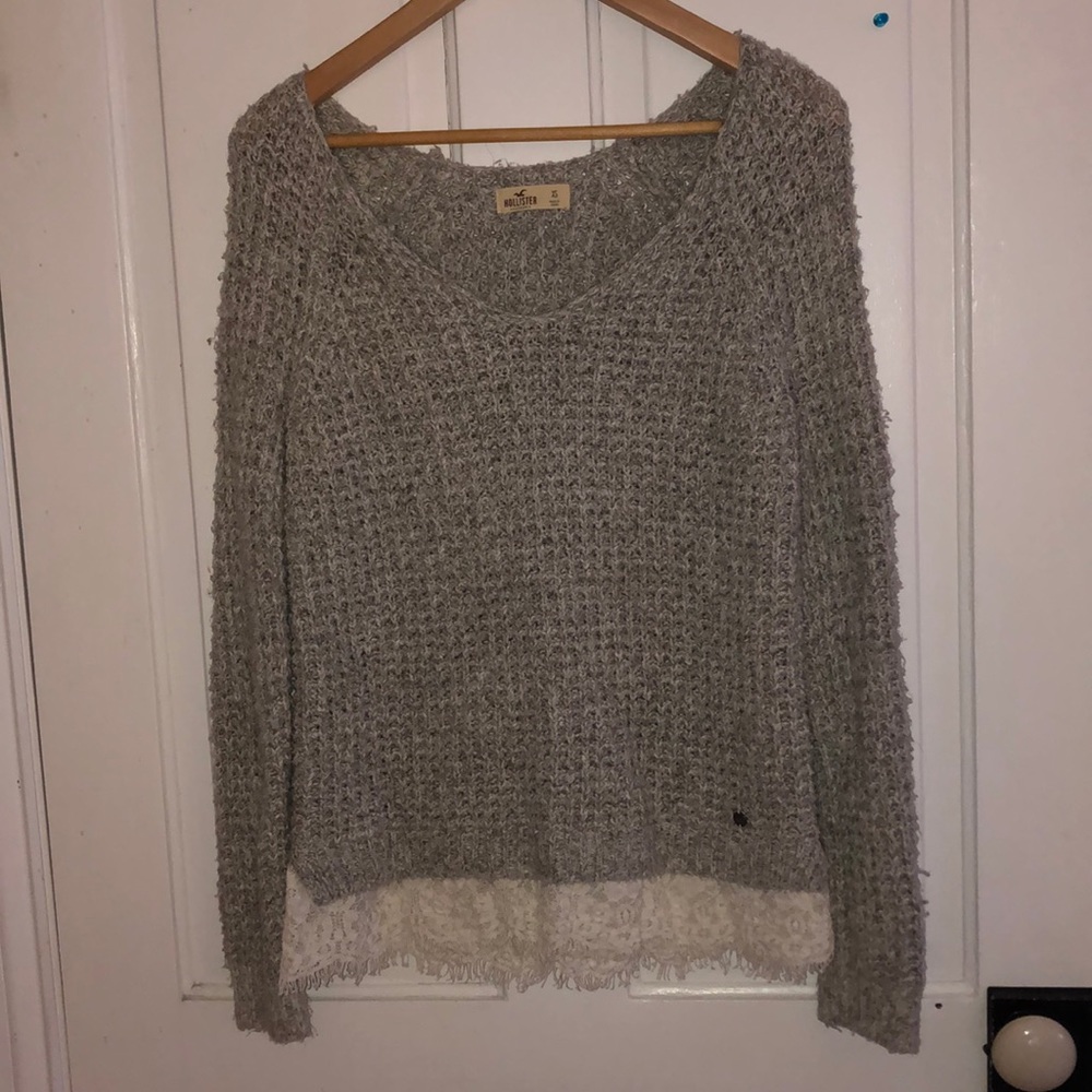 Hollister sweater with lace trim